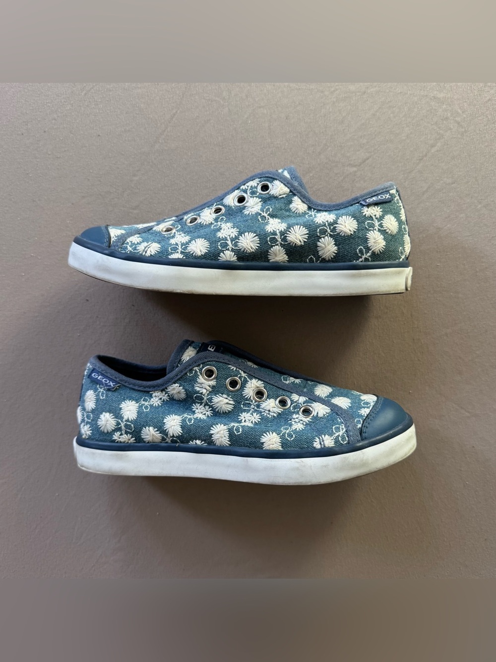 Girls Geox Ciak Floral Canvas Slip On Sneakers